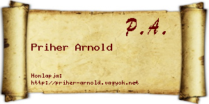 Priher Arnold névjegykártya